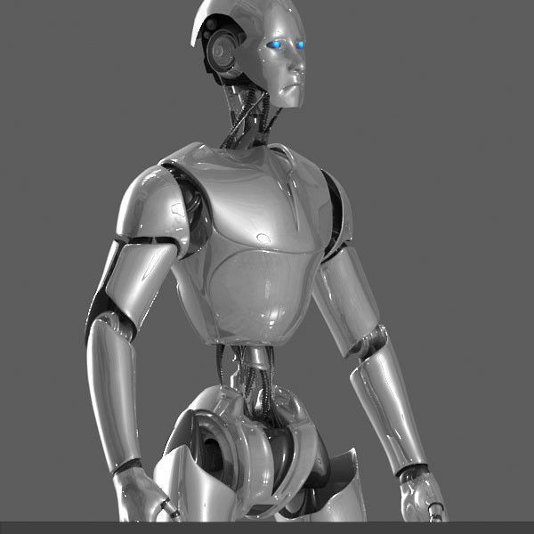 Robot silver 3D model_1