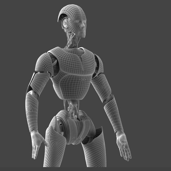 Robot silver 3D model_2