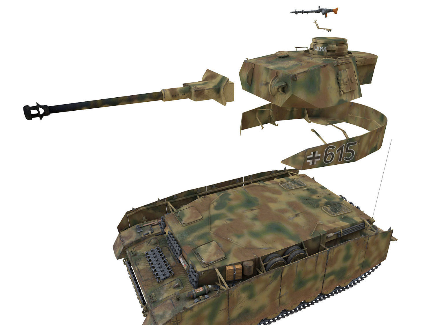 PzKpfw IV - Panzer 4 - Ausf H - 615 3D model_11