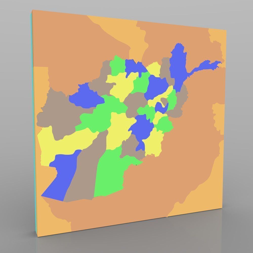 Afghanistan Map 3ds and obj 3D model_1