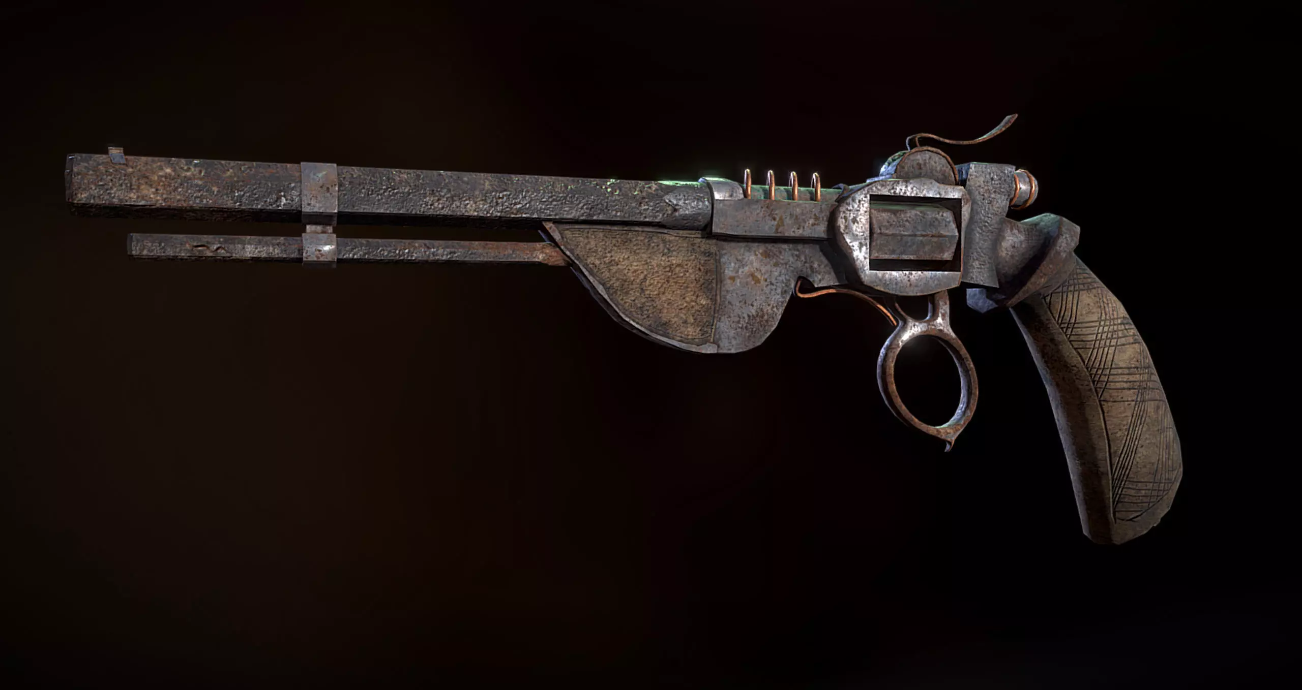 Apocalyptic gun Low-poly 3D model_0