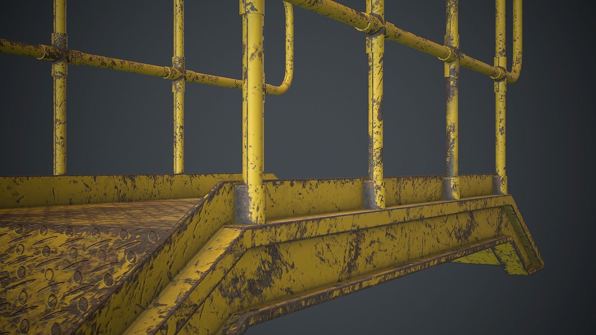 Industrial Metal Platform 1 PBR Game Ready Low-poly 3D model_10