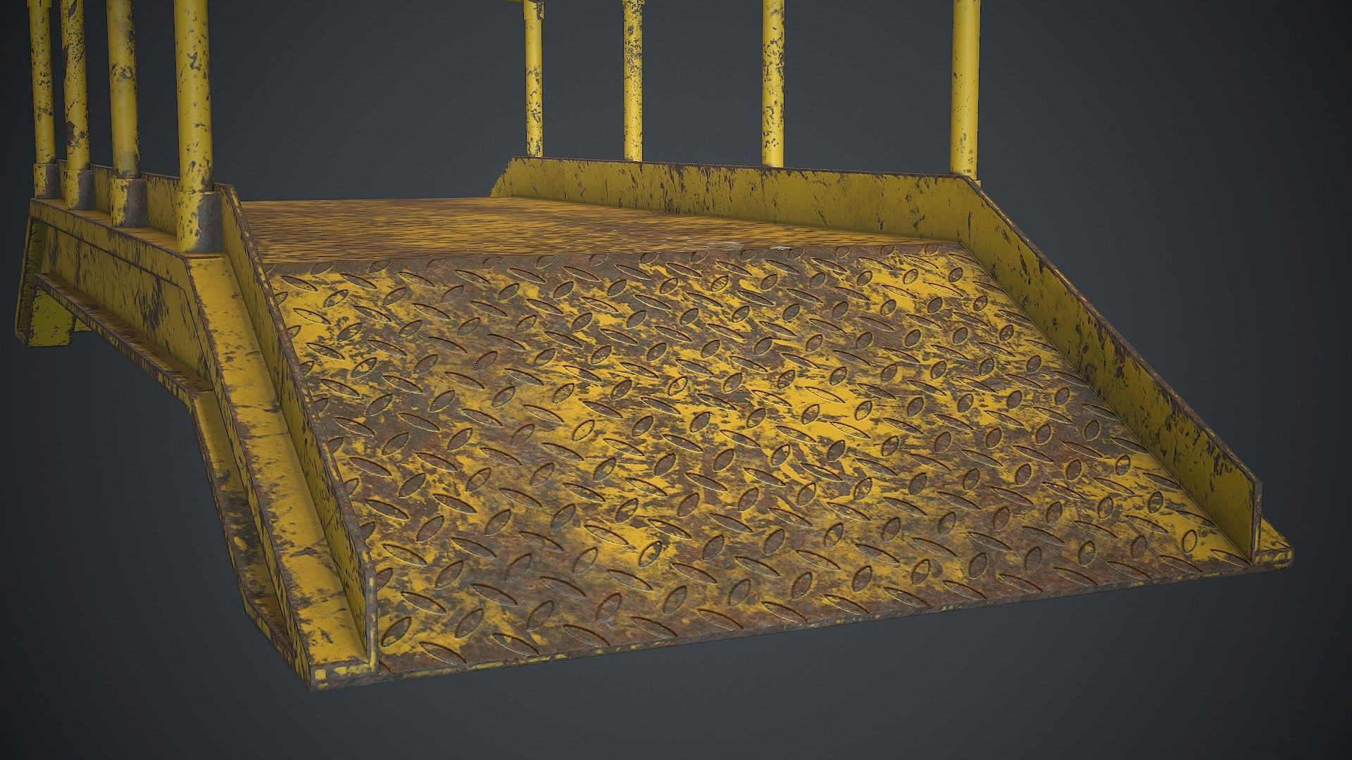 Industrial Metal Platform 1 PBR Game Ready Low-poly 3D model_9