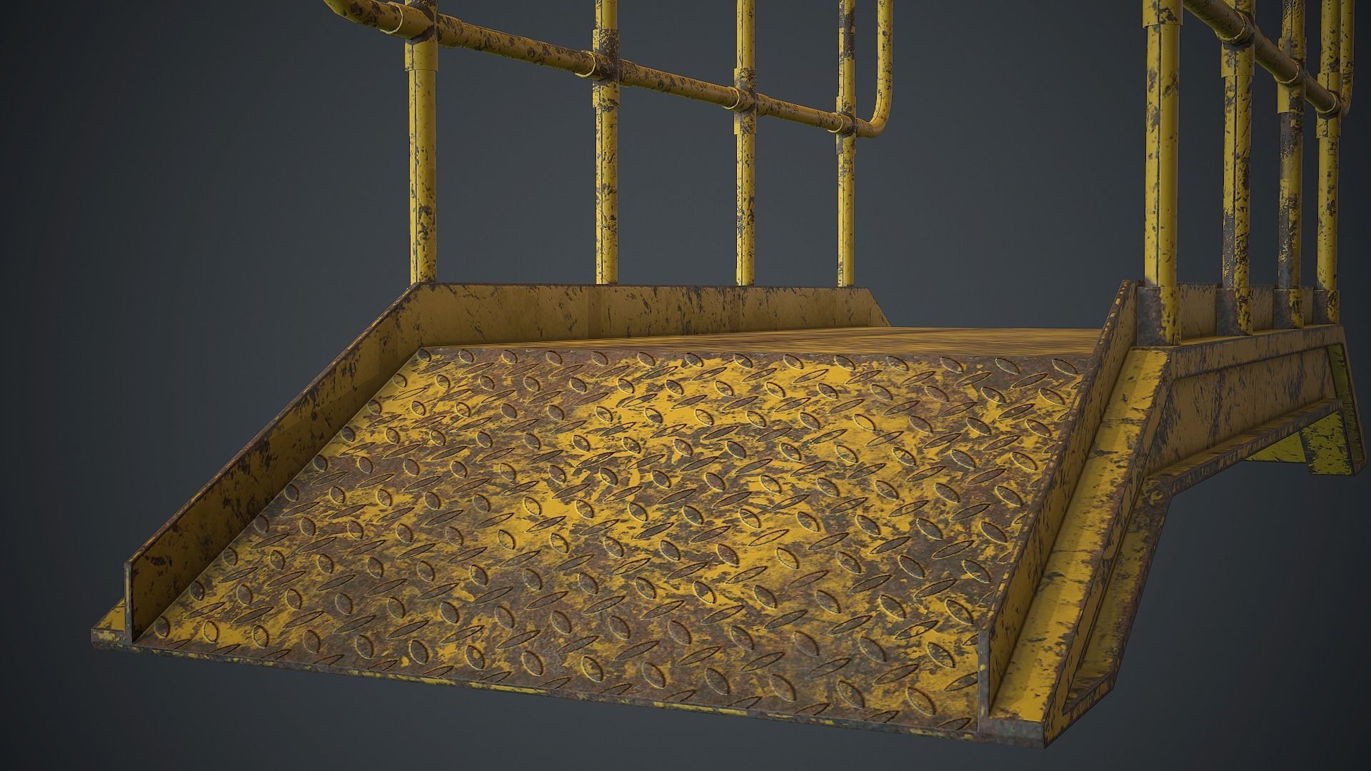 Industrial Metal Platform 1 PBR Game Ready Low-poly 3D model_8