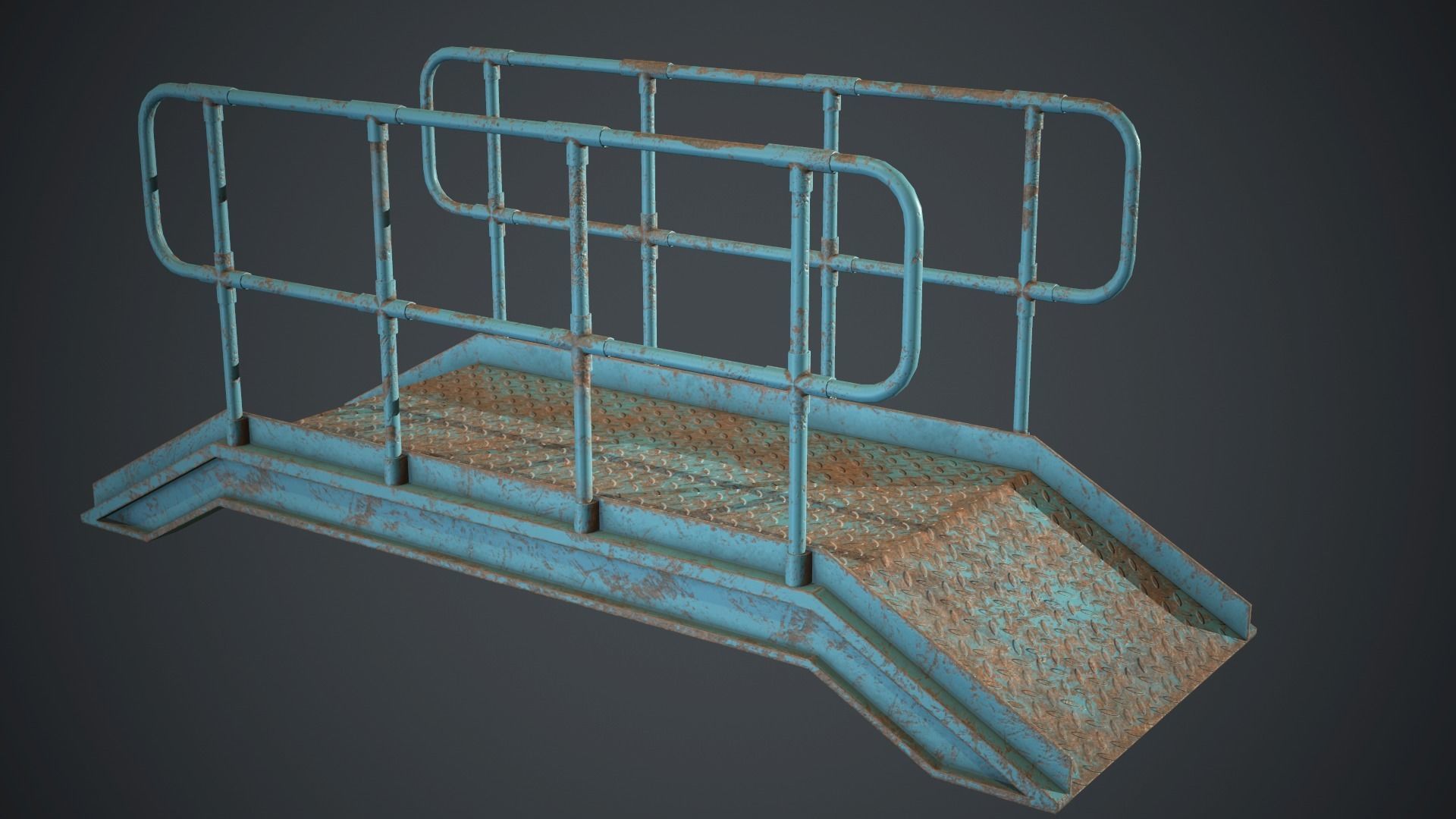 Industrial Metal Platform 2 PBR Game Ready Low-poly 3D model_1