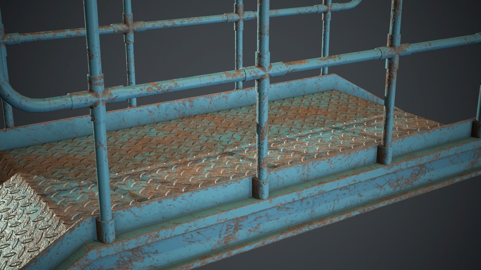 Industrial Metal Platform 2 PBR Game Ready Low-poly 3D model_9