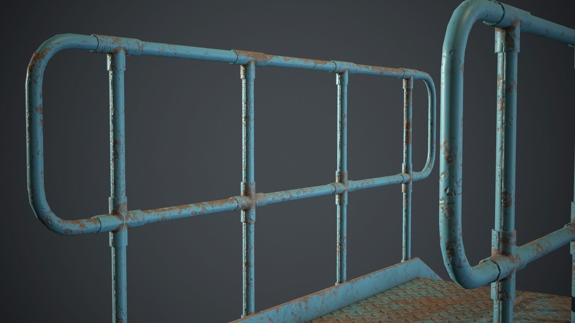 Industrial Metal Platform 2 PBR Game Ready Low-poly 3D model_10