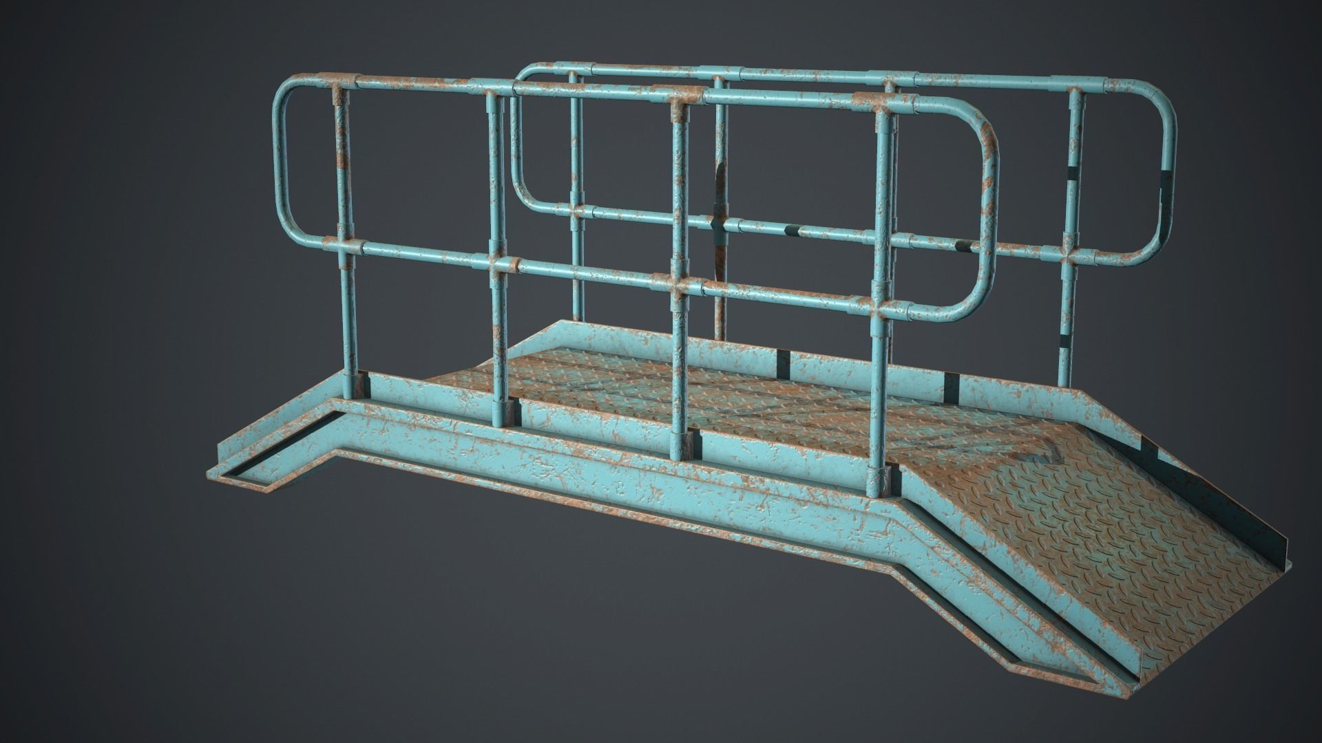 Industrial Metal Platform 2 PBR Game Ready Low-poly 3D model_4