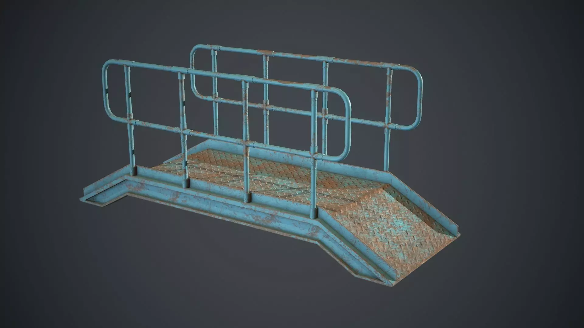 Industrial Metal Platform 2 PBR Game Ready Low-poly 3D model_0