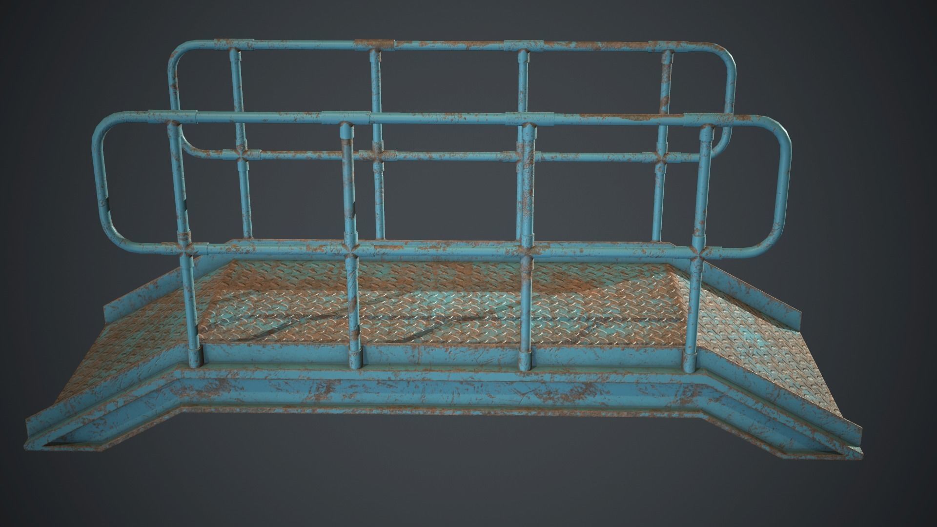 Industrial Metal Platform 2 PBR Game Ready Low-poly 3D model_2