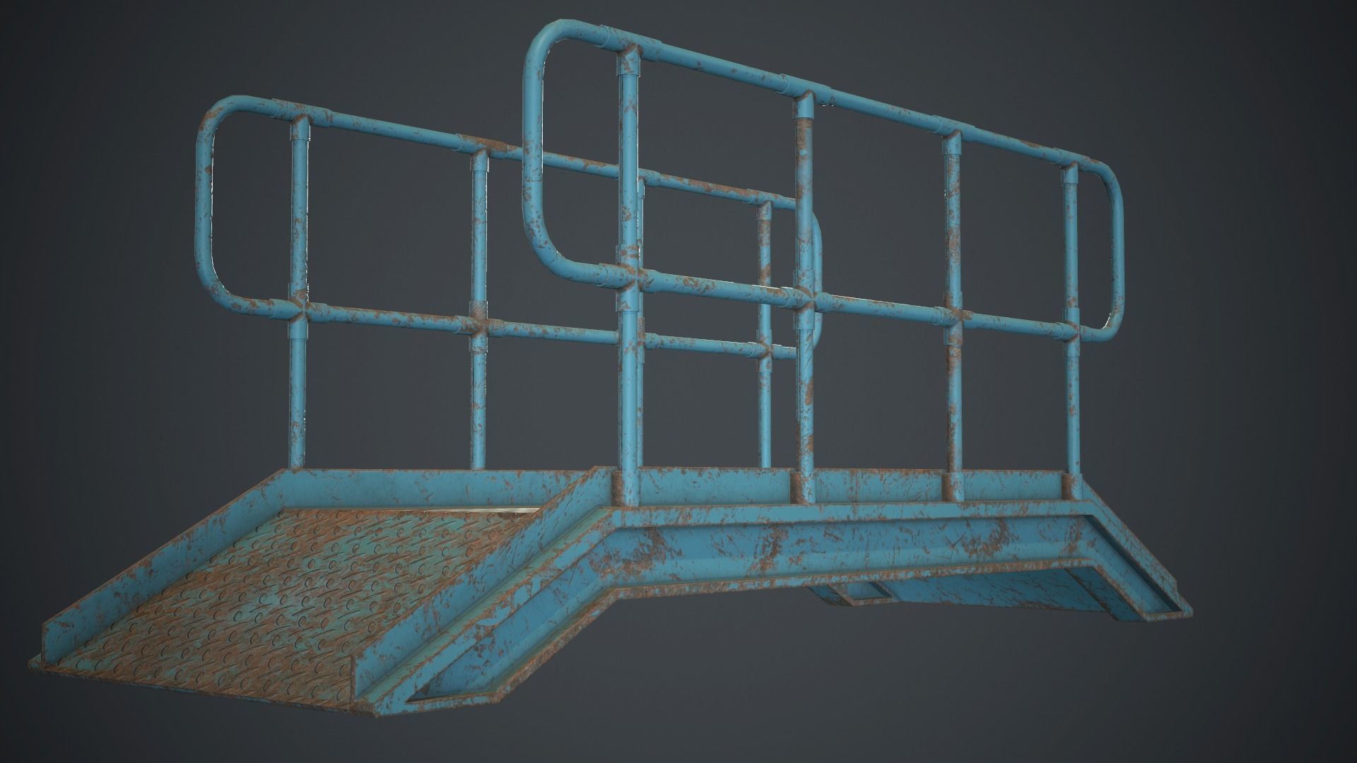 Industrial Metal Platform 2 PBR Game Ready Low-poly 3D model_8