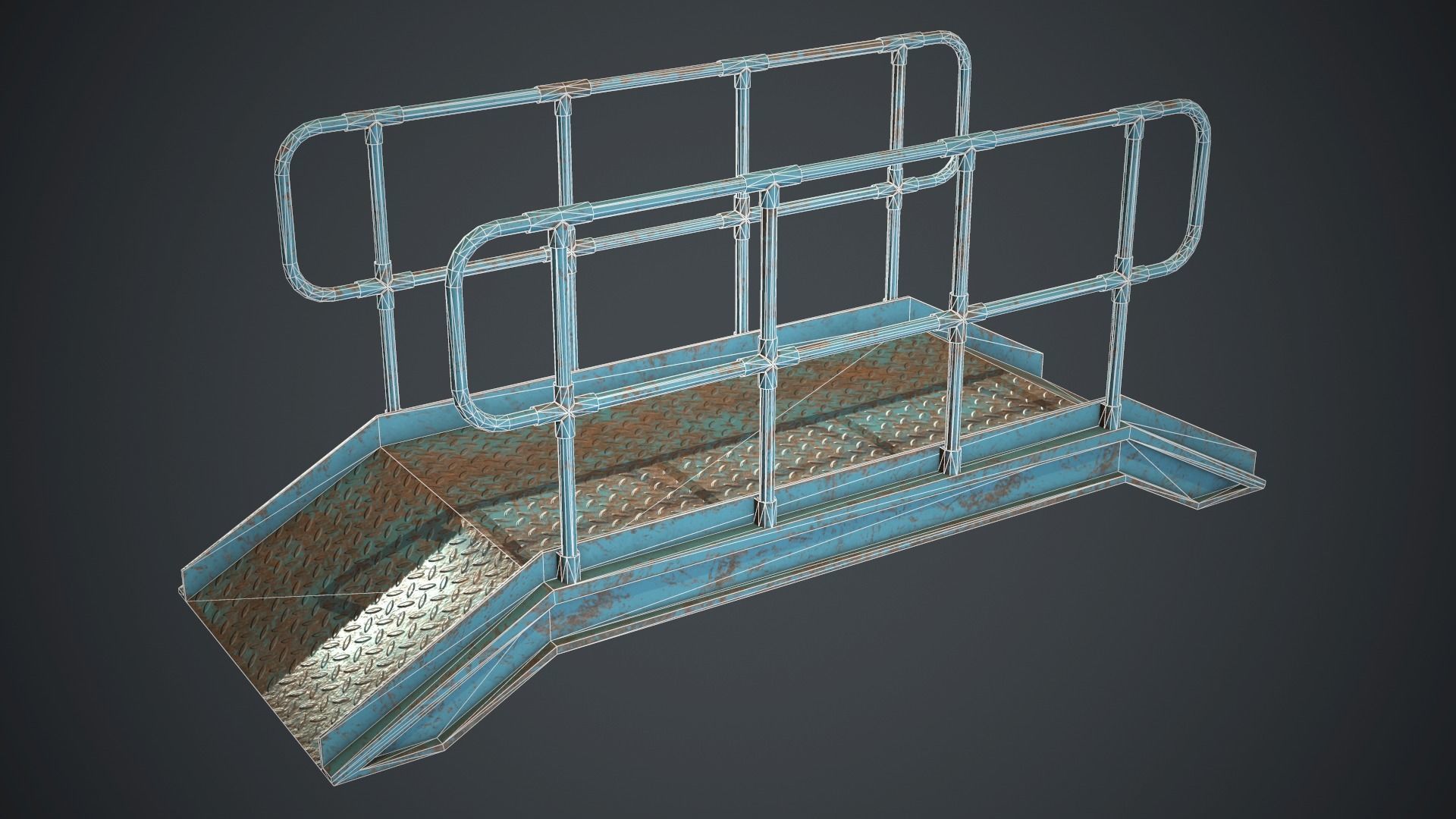 Industrial Metal Platform 2 PBR Game Ready Low-poly 3D model_13