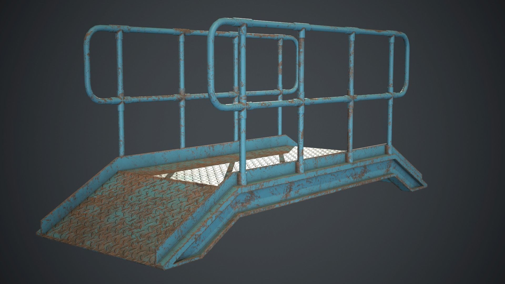 Industrial Metal Platform 2 PBR Game Ready Low-poly 3D model_3