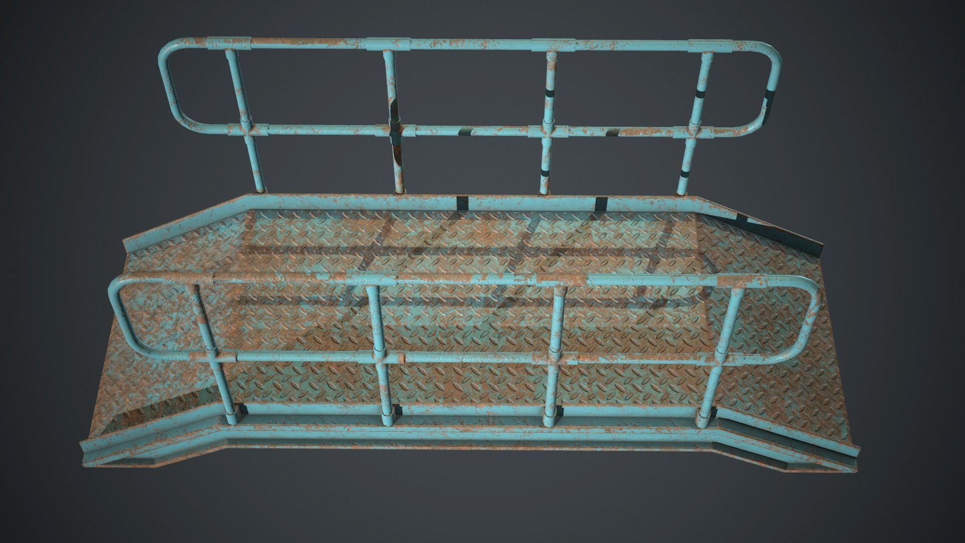 Industrial Metal Platform 2 PBR Game Ready Low-poly 3D model_5