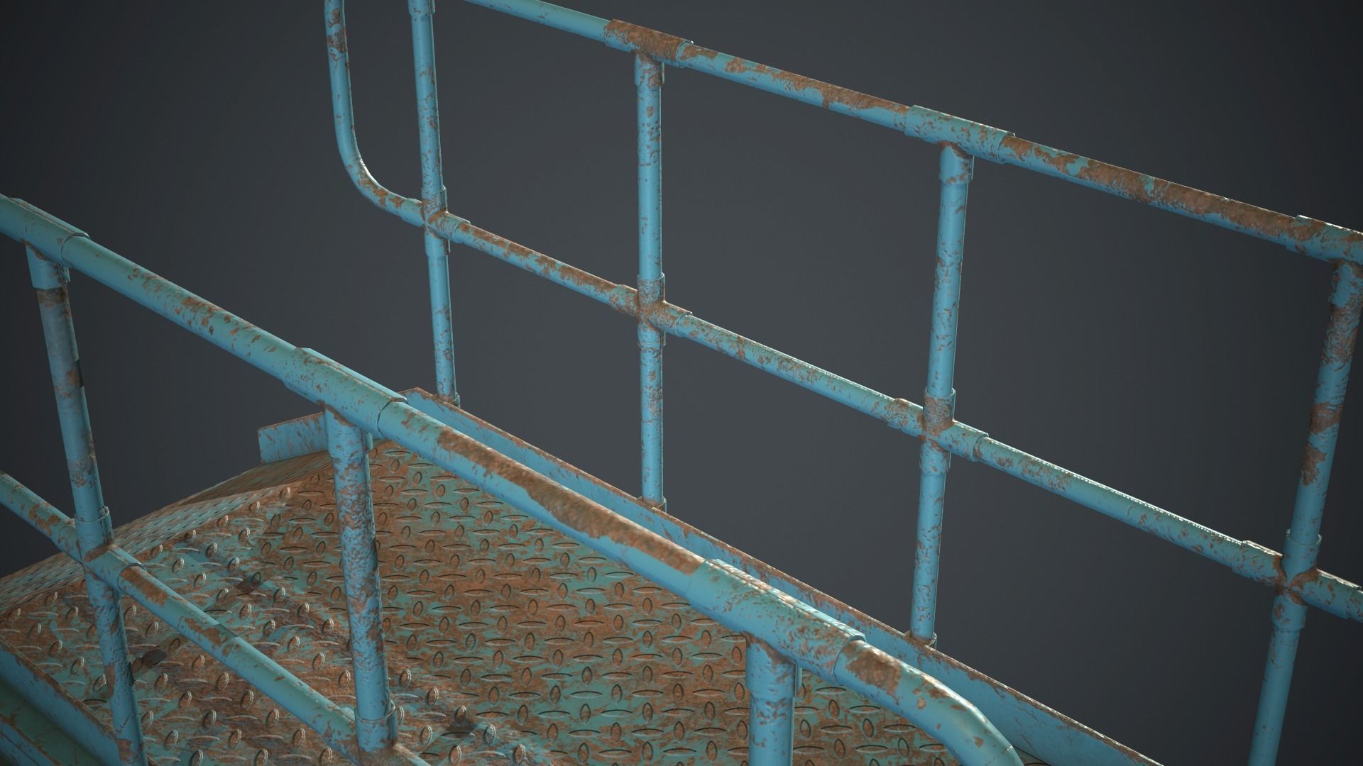 Industrial Metal Platform 2 PBR Game Ready Low-poly 3D model_11