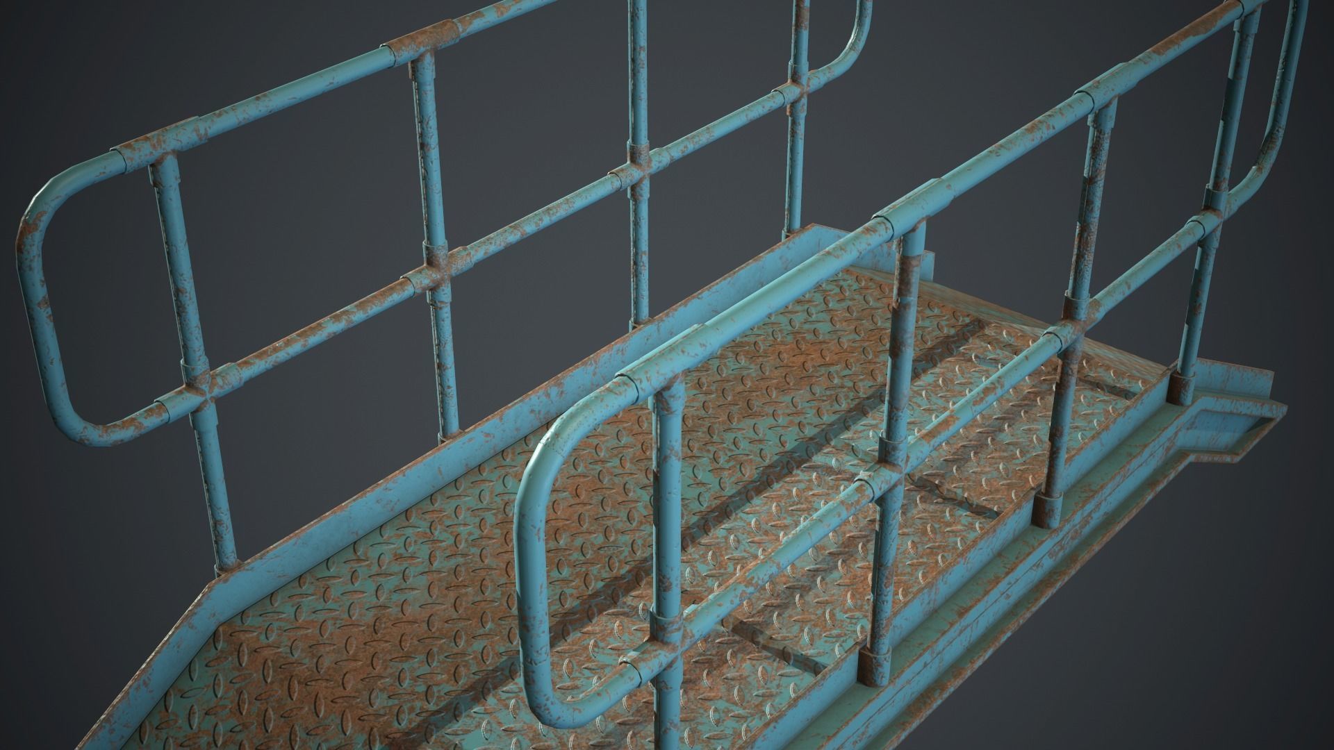 Industrial Metal Platform 2 PBR Game Ready Low-poly 3D model_12