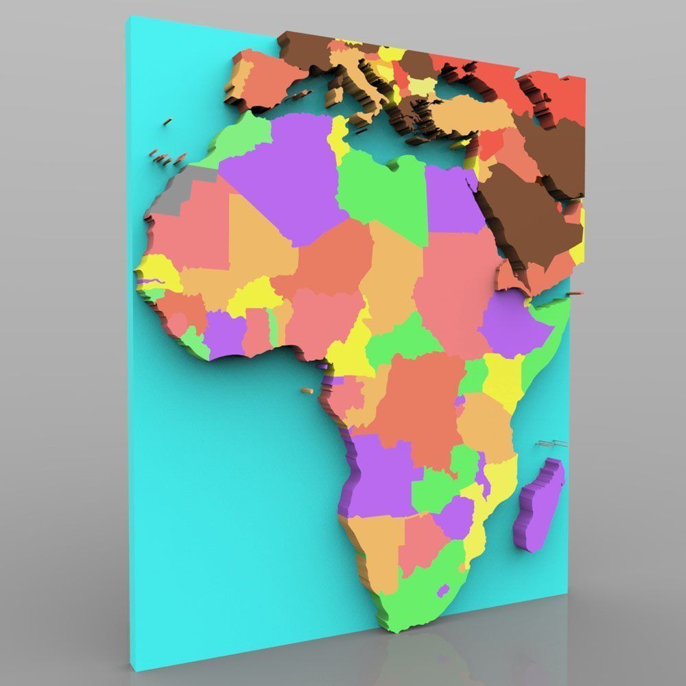 African Continent Map 3D model_1
