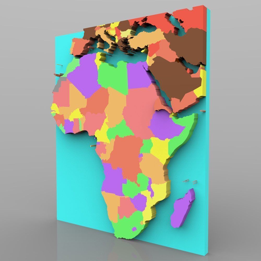 African Continent Map 3D model_2