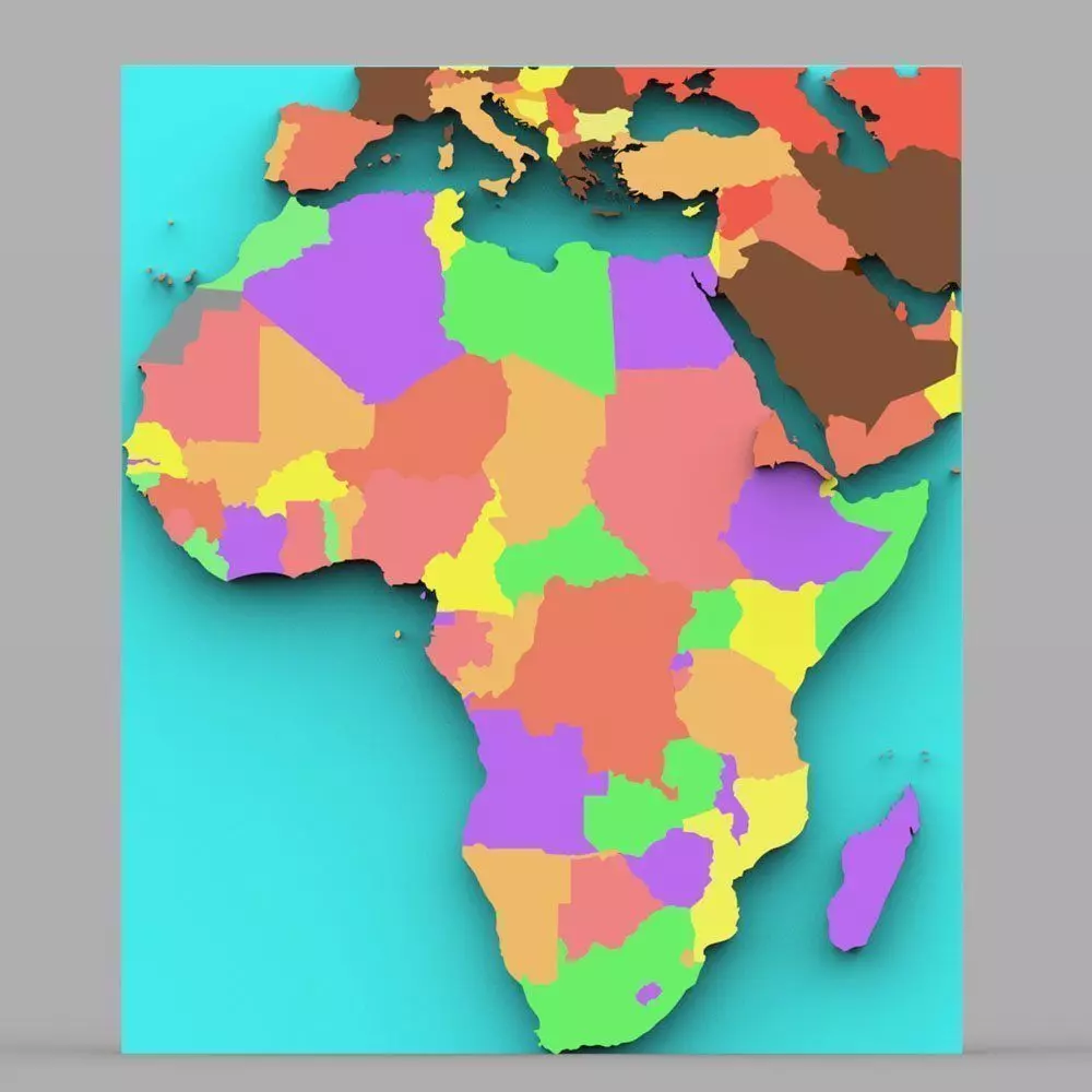African Continent Map 3D model_0