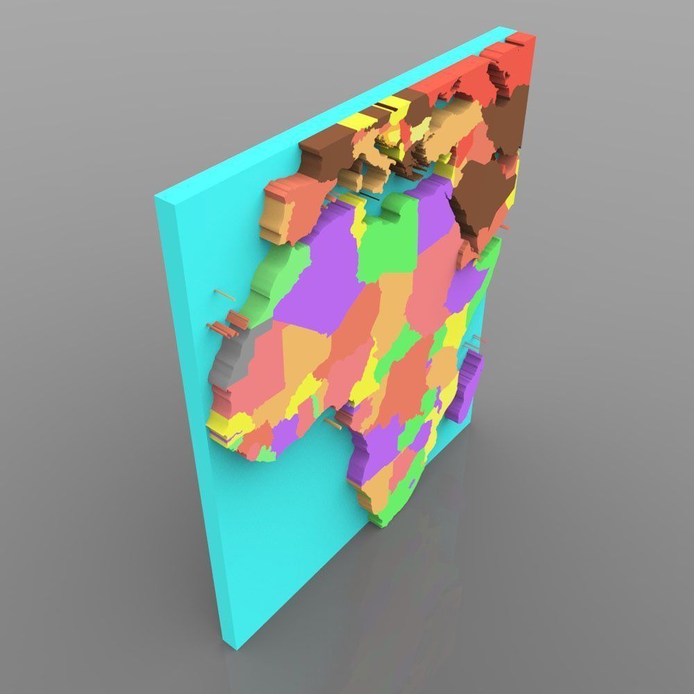 African Continent Map 3D model_4