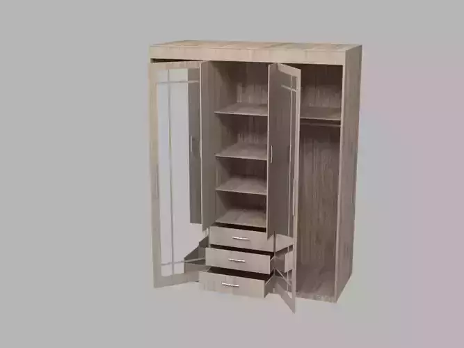 Wooden wardrobe with mirrors