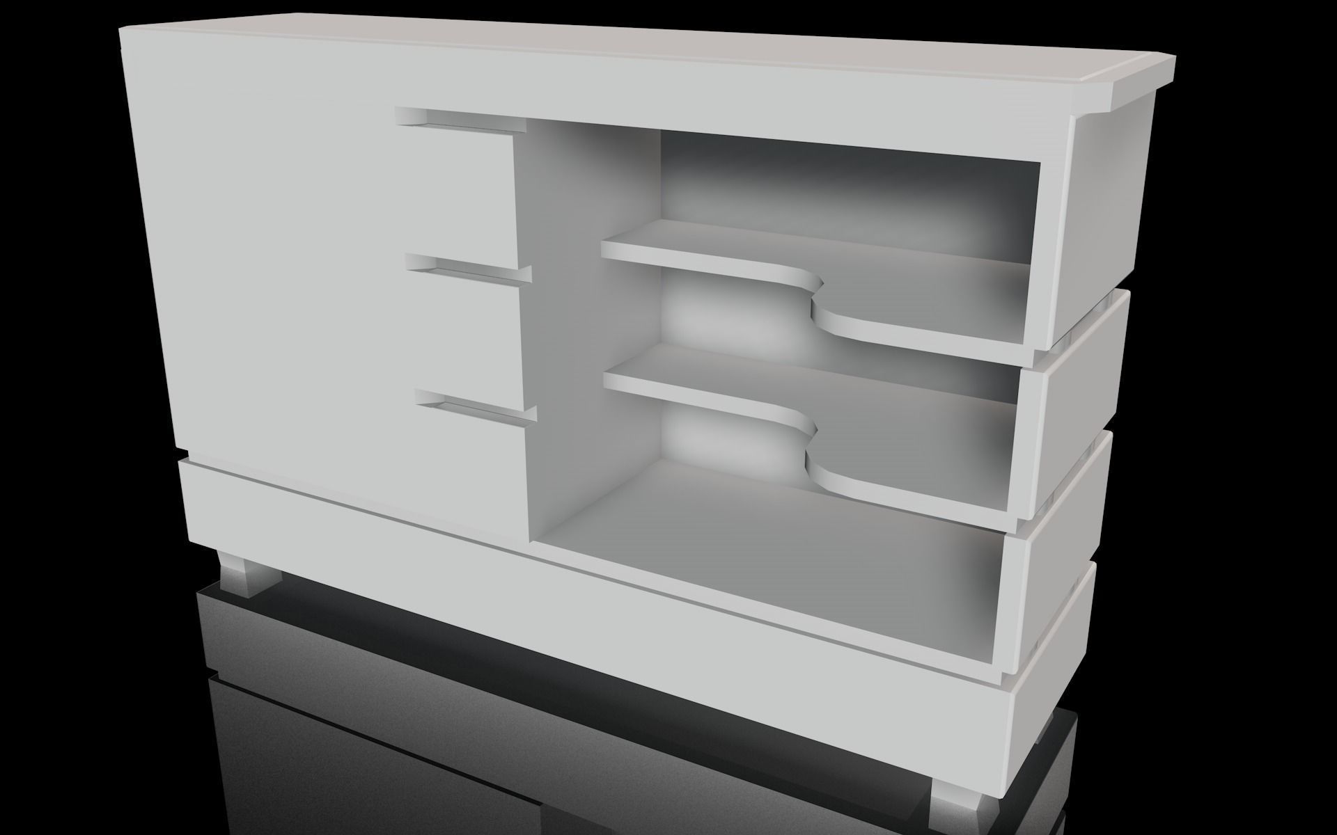 Comoda wooden chest of drawers Low-poly 3D model_2