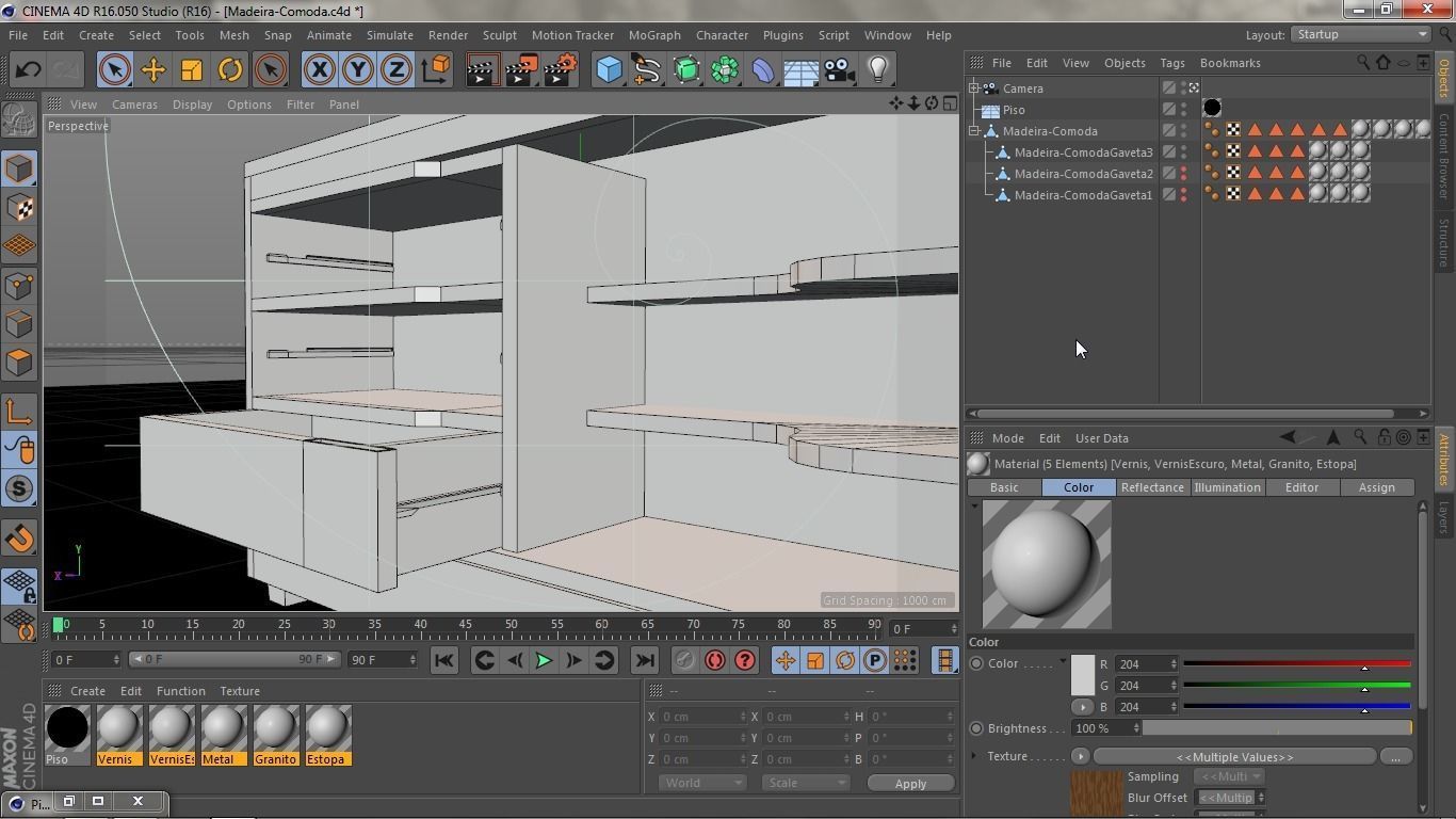 Comoda wooden chest of drawers Low-poly 3D model_9