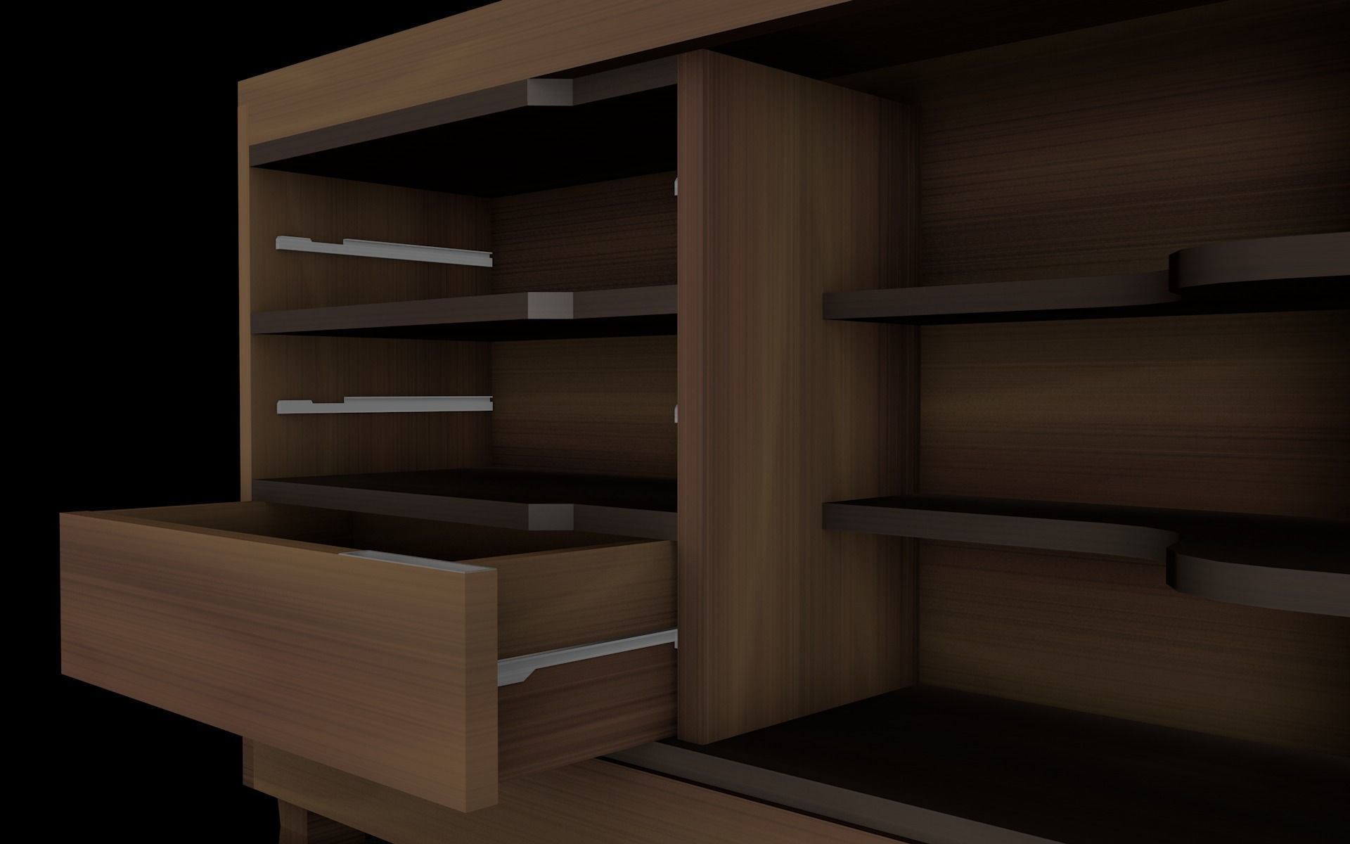 Comoda wooden chest of drawers Low-poly 3D model_6