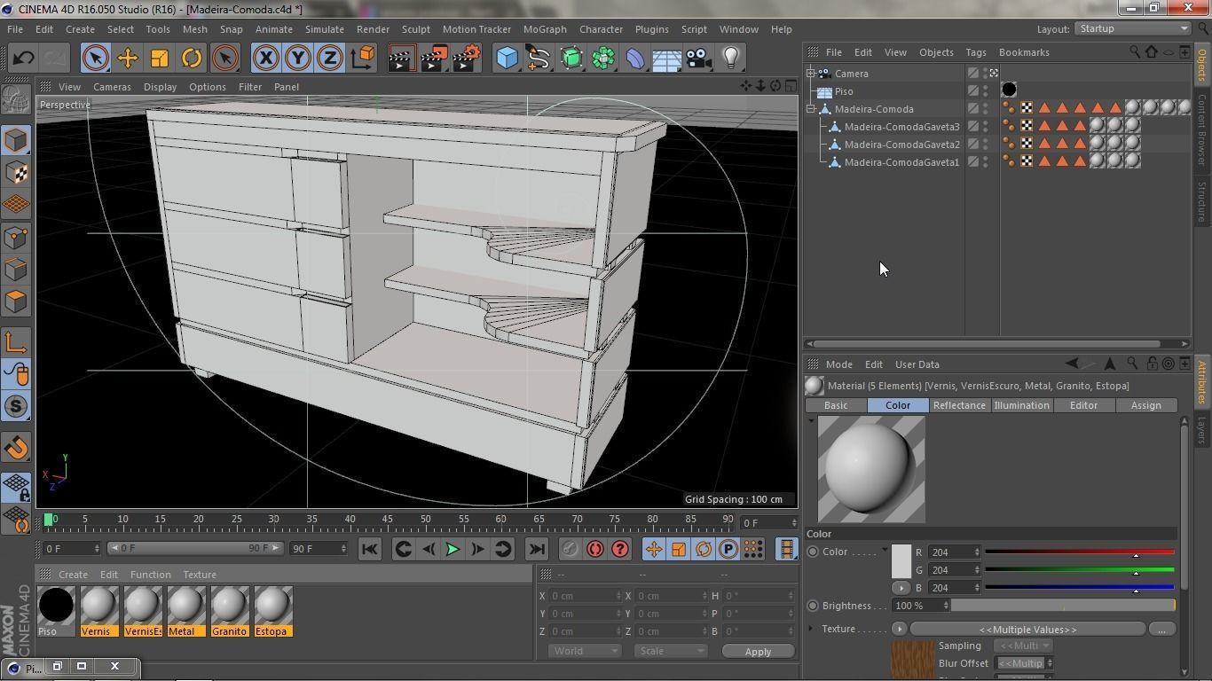 Comoda wooden chest of drawers Low-poly 3D model_11