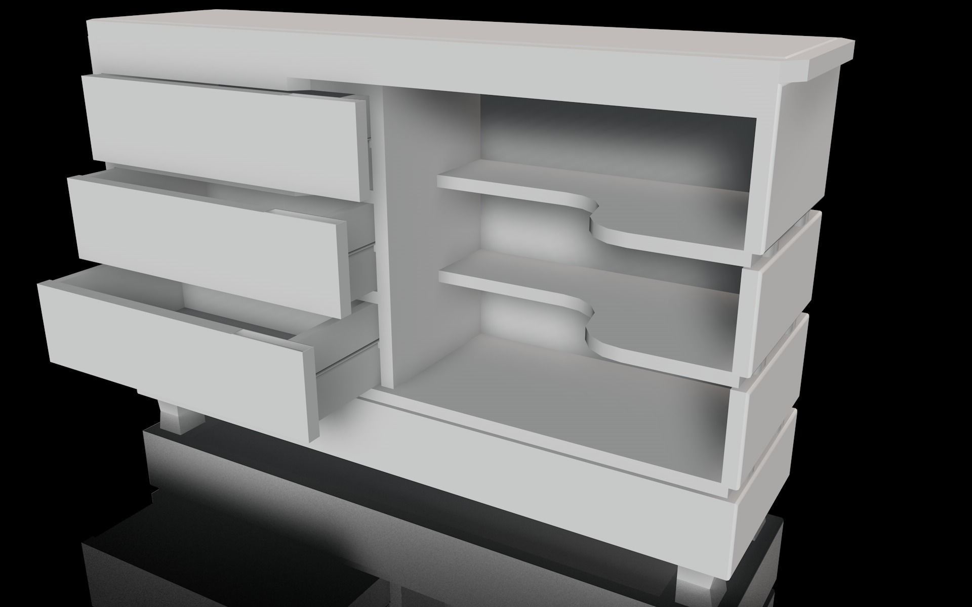 Comoda wooden chest of drawers Low-poly 3D model_5