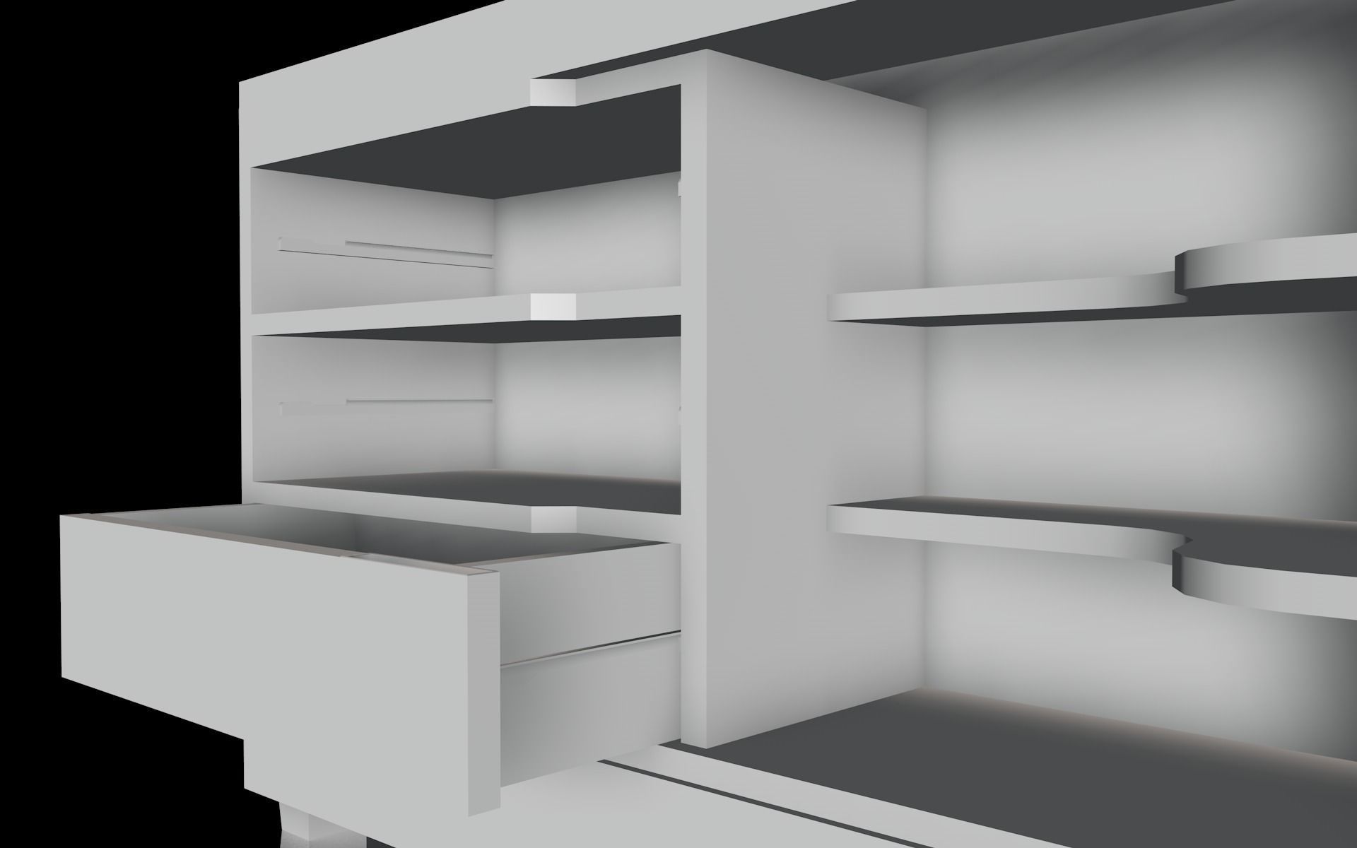 Comoda wooden chest of drawers Low-poly 3D model_8