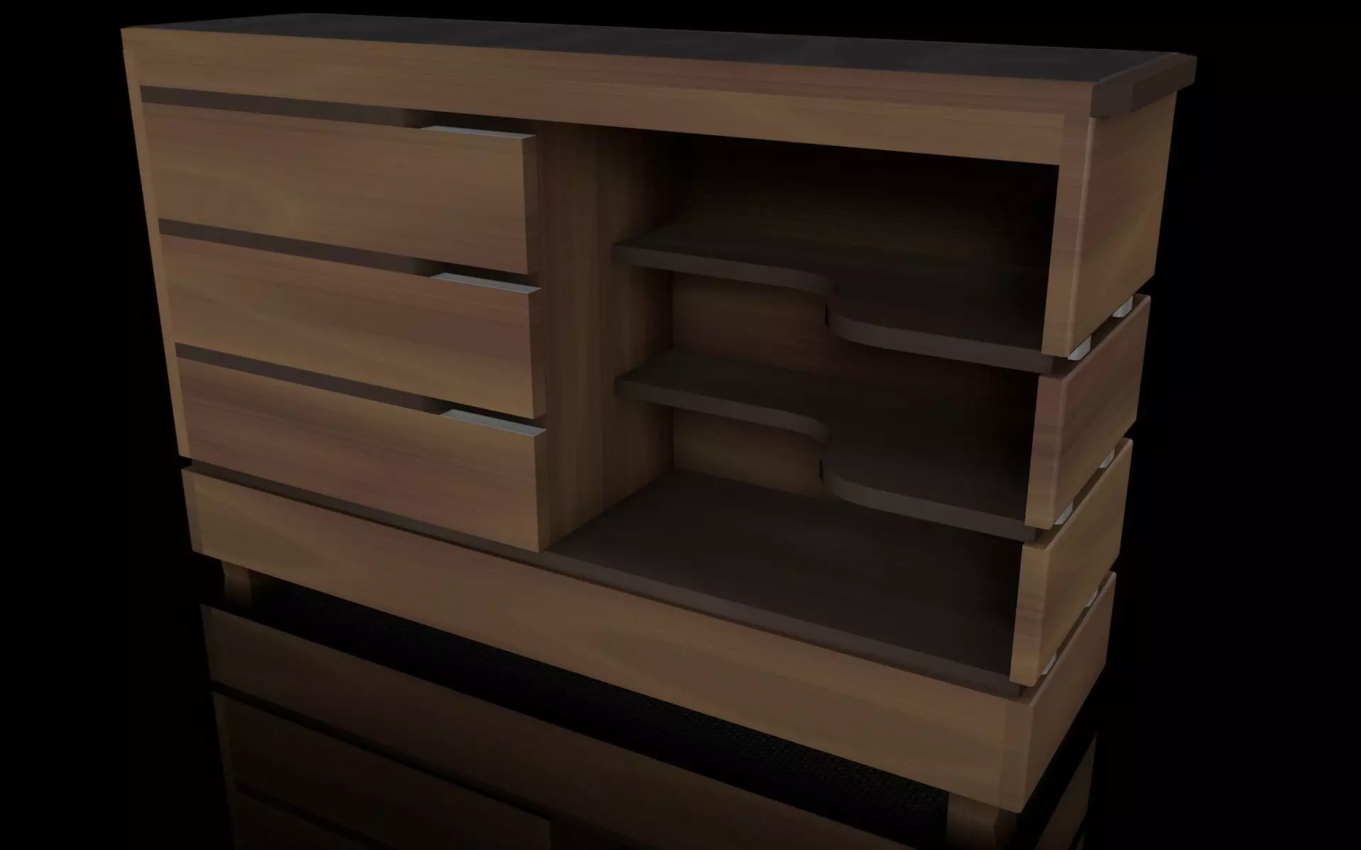 Comoda wooden chest of drawers Low-poly 3D model_0