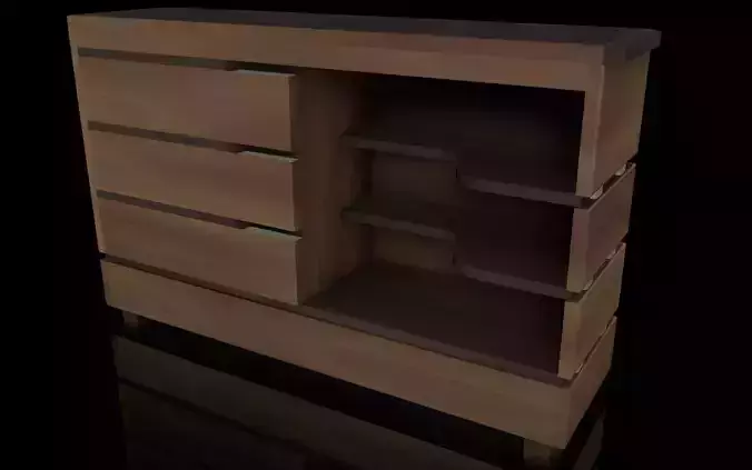 Comoda wooden chest of drawers Low-poly 3D model