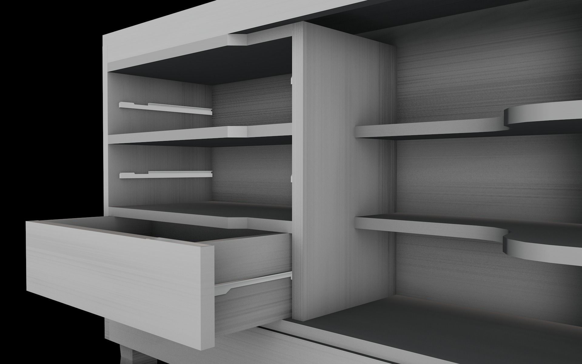 Comoda wooden chest of drawers Low-poly 3D model_7