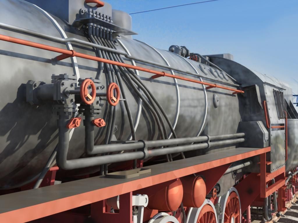 BR-52 Kriegslok Steam Locomotive Engine 3D model_5