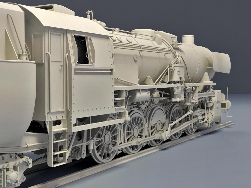 BR-52 Kriegslok Steam Locomotive Engine 3D model_11