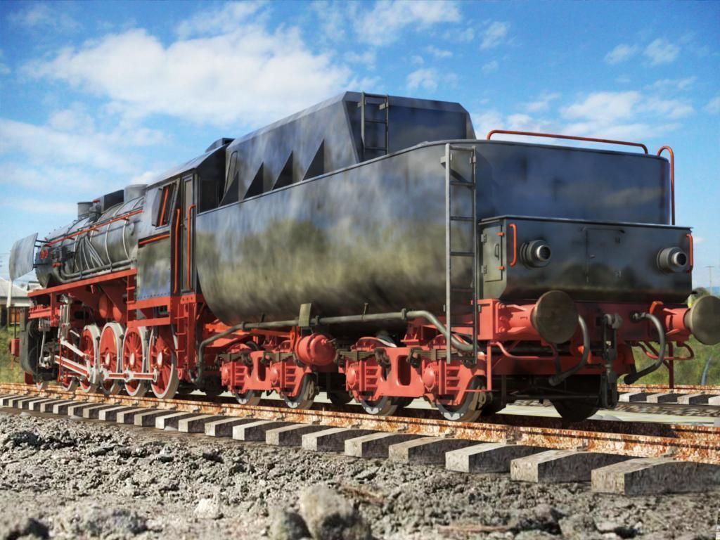 BR-52 Kriegslok Steam Locomotive Engine 3D model_1