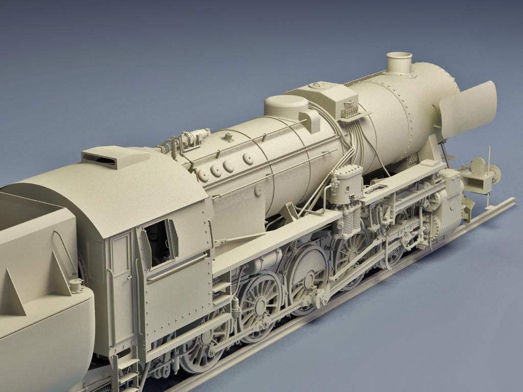 BR-52 Kriegslok Steam Locomotive Engine 3D model_9