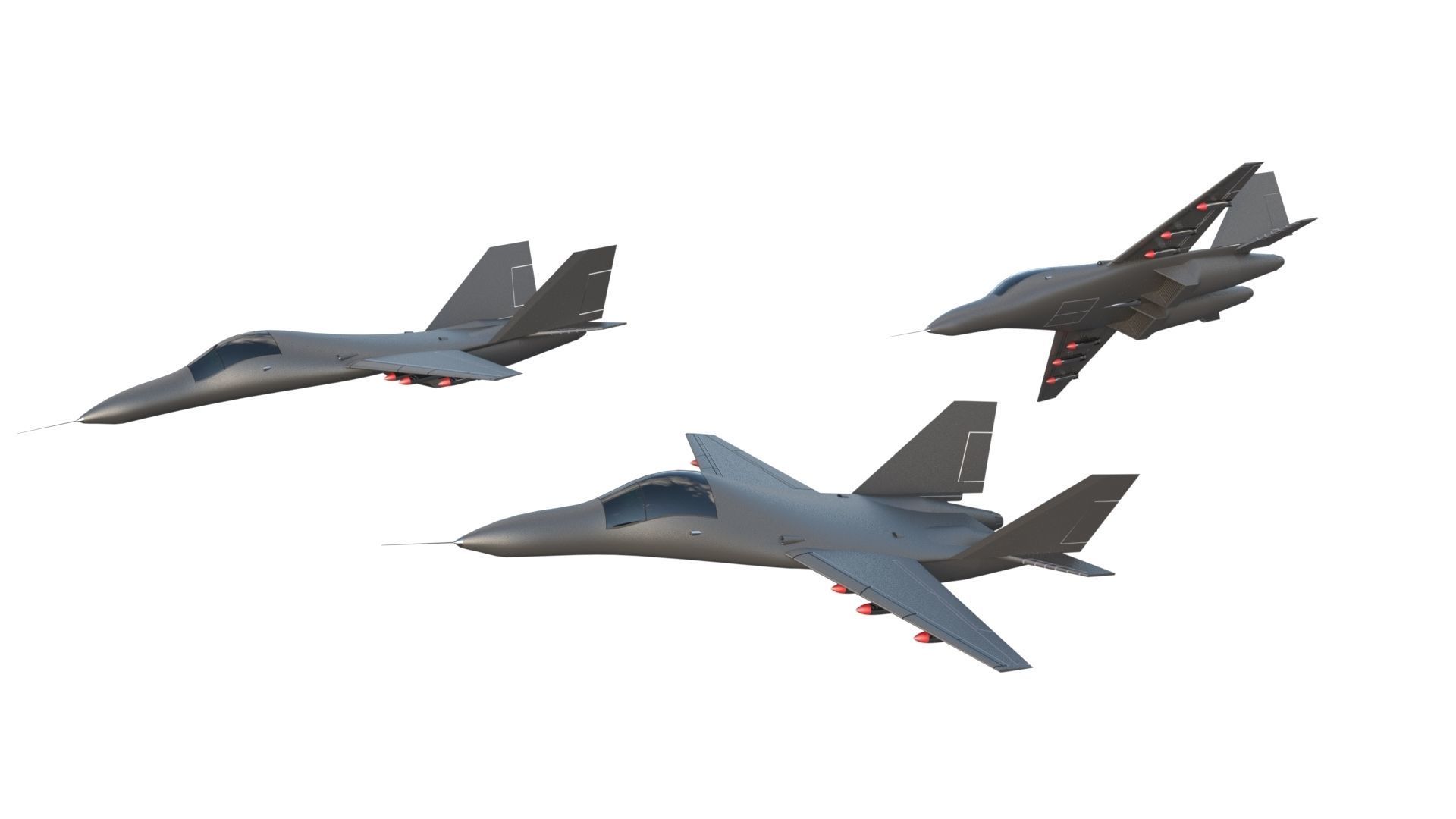 Fighter Jet Low-poly 3D model_5