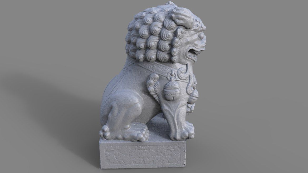Chinese Guardian Statue 3D model_3