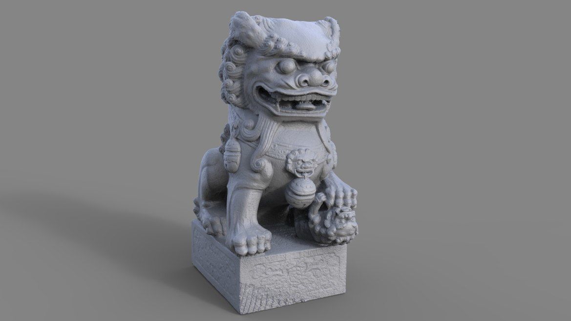 Chinese Guardian Statue 3D model_1