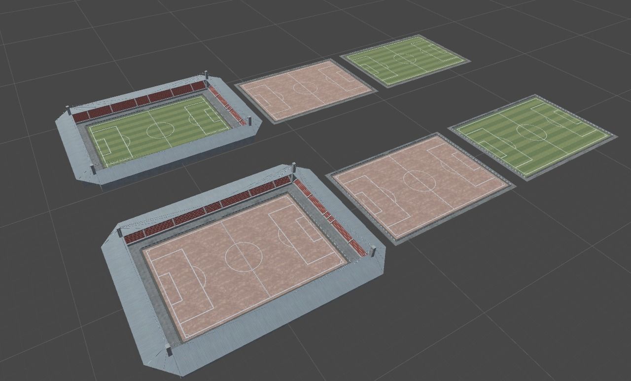 Football Fields Low-poly 3D model_4
