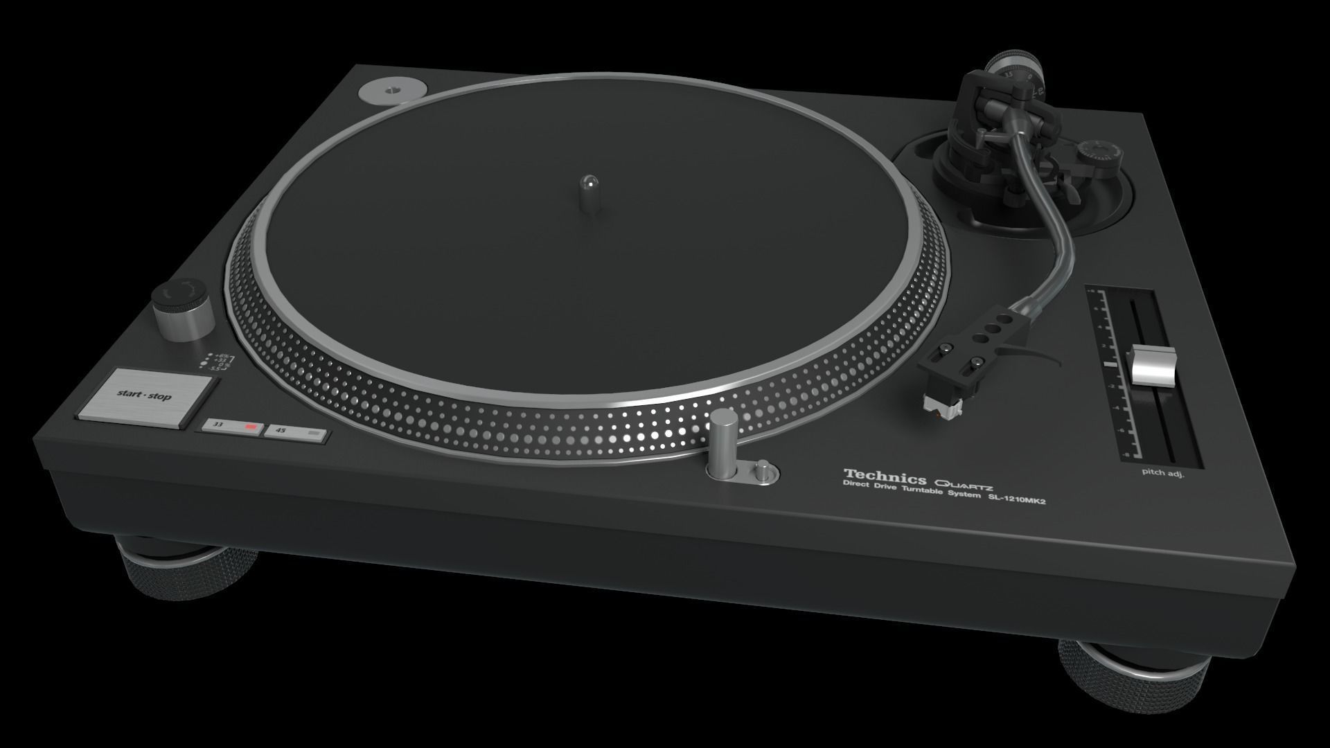 Technics SL1200 Mk2 Turntable 3D model_1