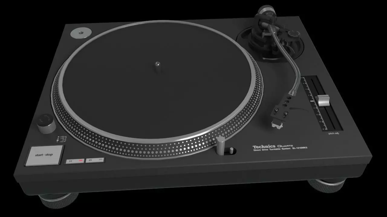 Technics SL1200 Mk2 Turntable 3D model_0