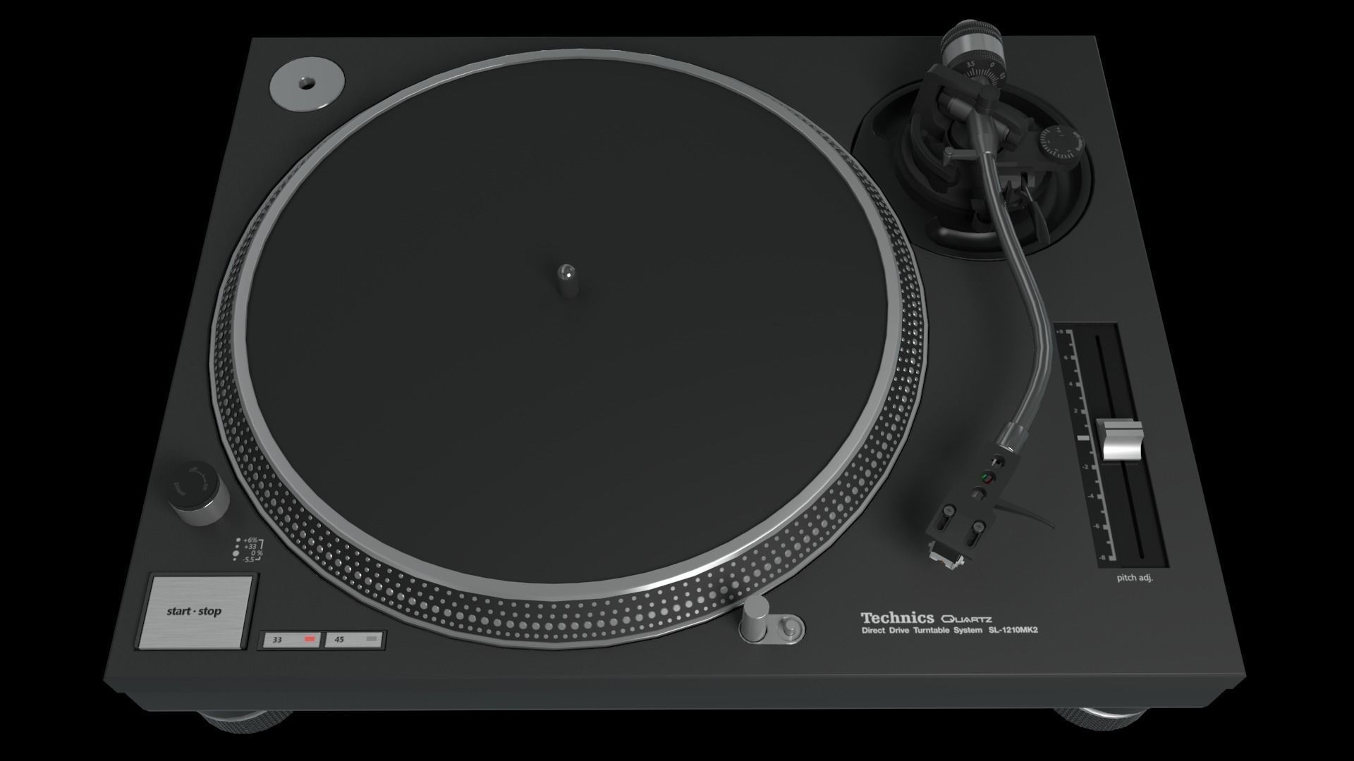 Technics SL1200 Mk2 Turntable 3D model_2