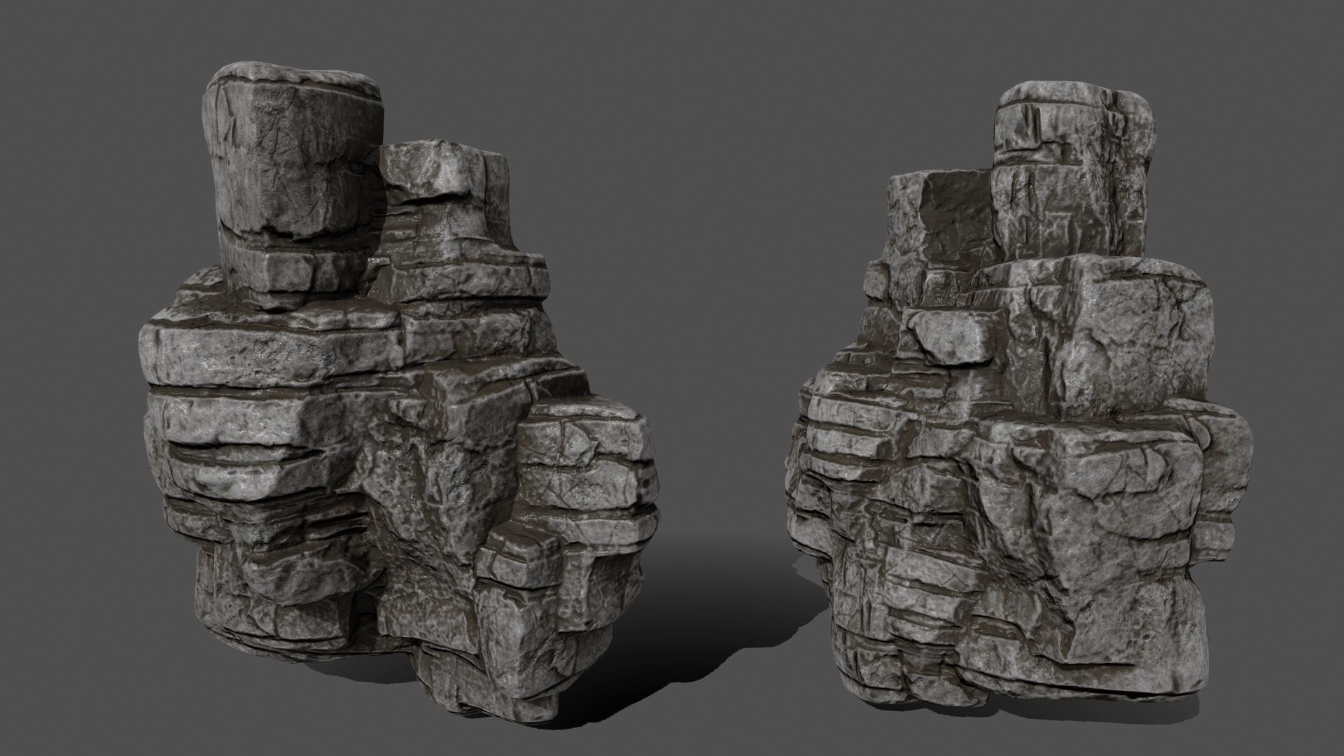 ruin set stone pieces Low-poly 3D model_8