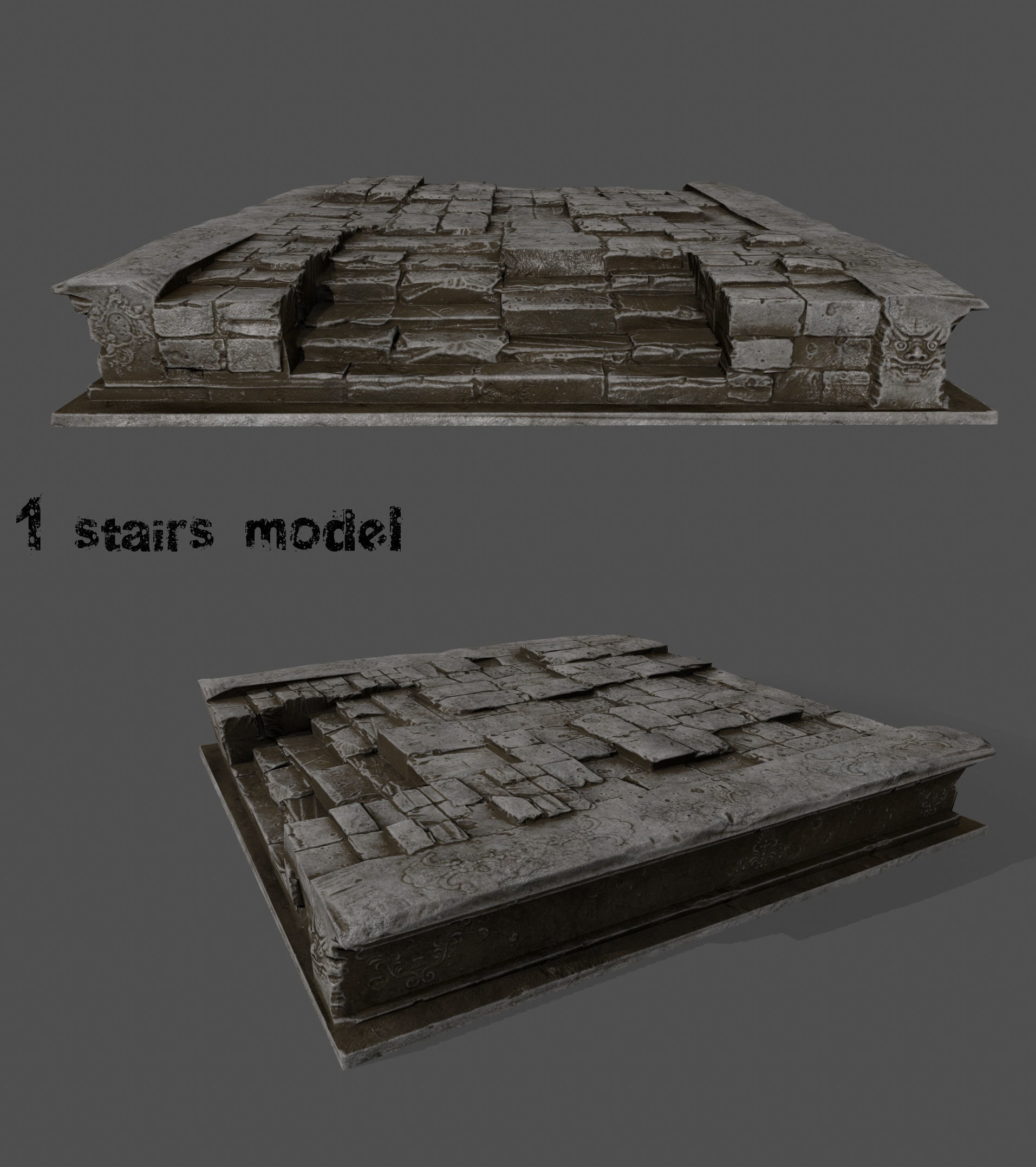 ruin set stone pieces Low-poly 3D model_4