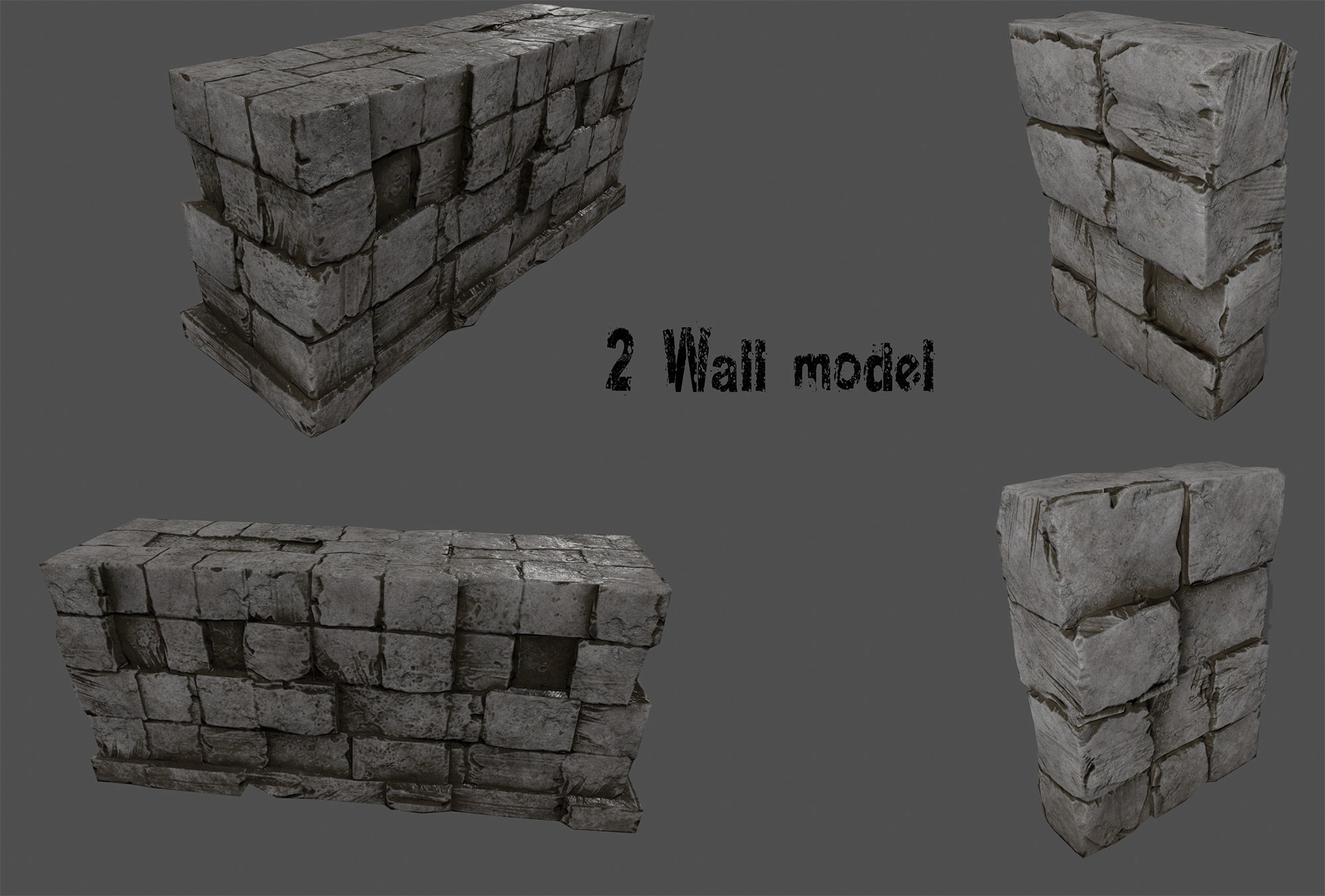 ruin set stone pieces Low-poly 3D model_2