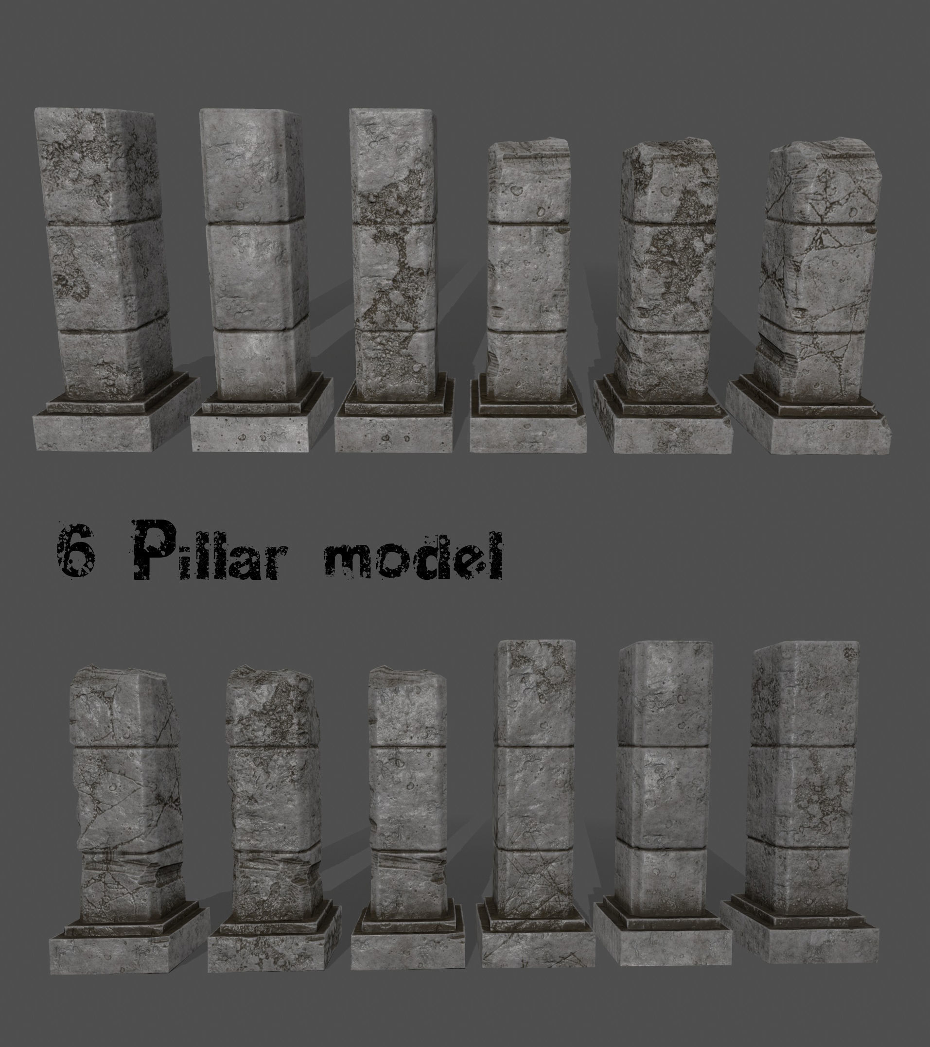 ruin set stone pieces Low-poly 3D model_1
