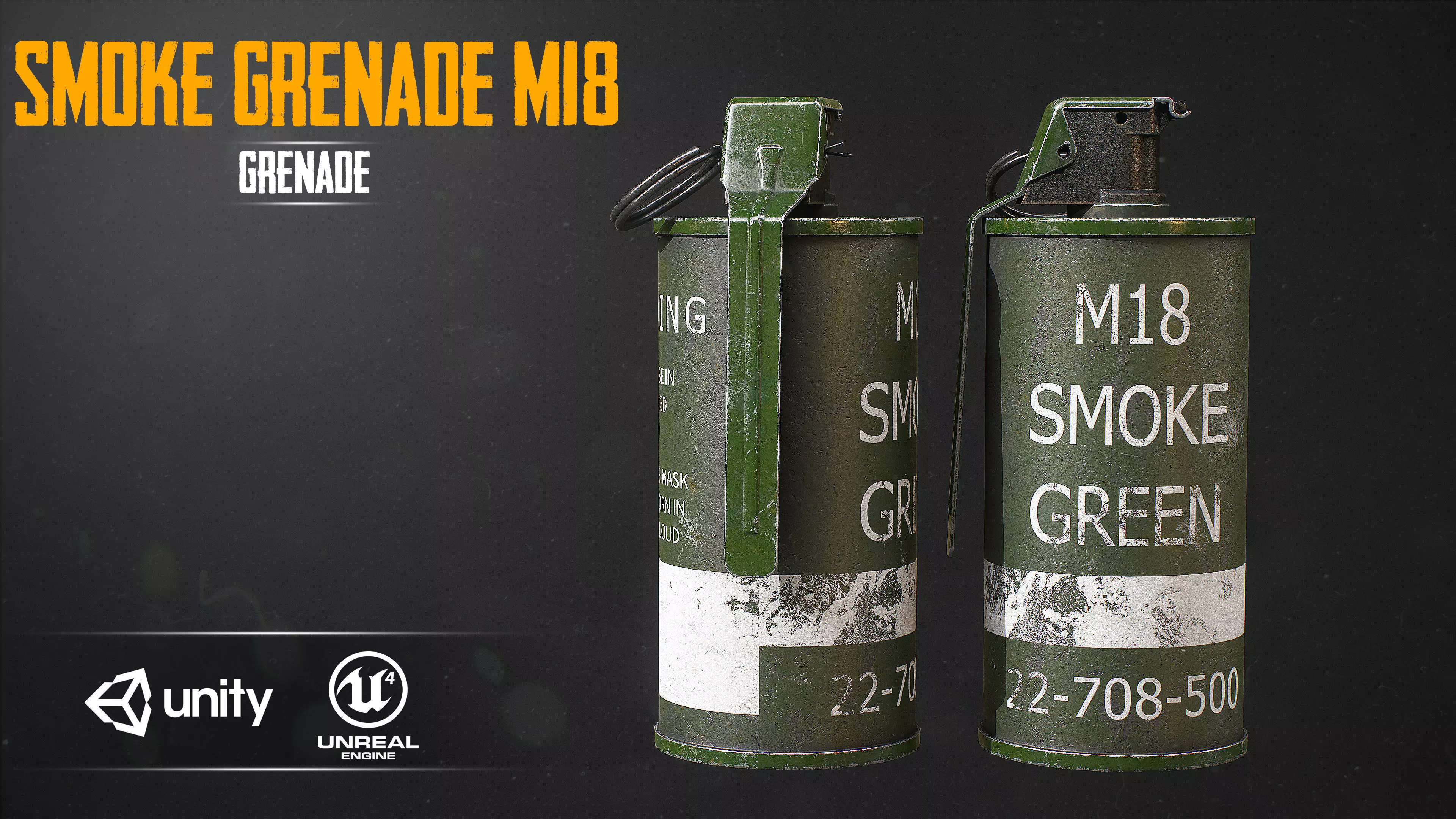 Smoke Grenade M18 Low-poly 3D model_0